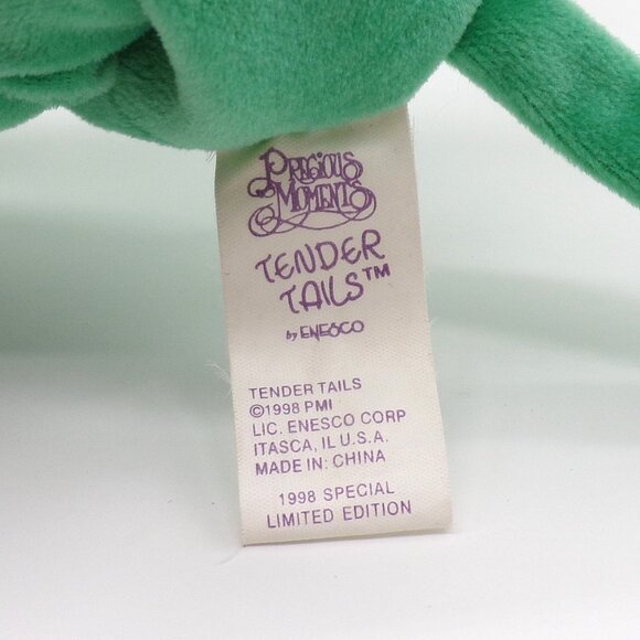 VTG Precious Moments Tender Tails Green Mouse Bean Bag Plush Heart Stuffed 8" - Picture 4 of 7